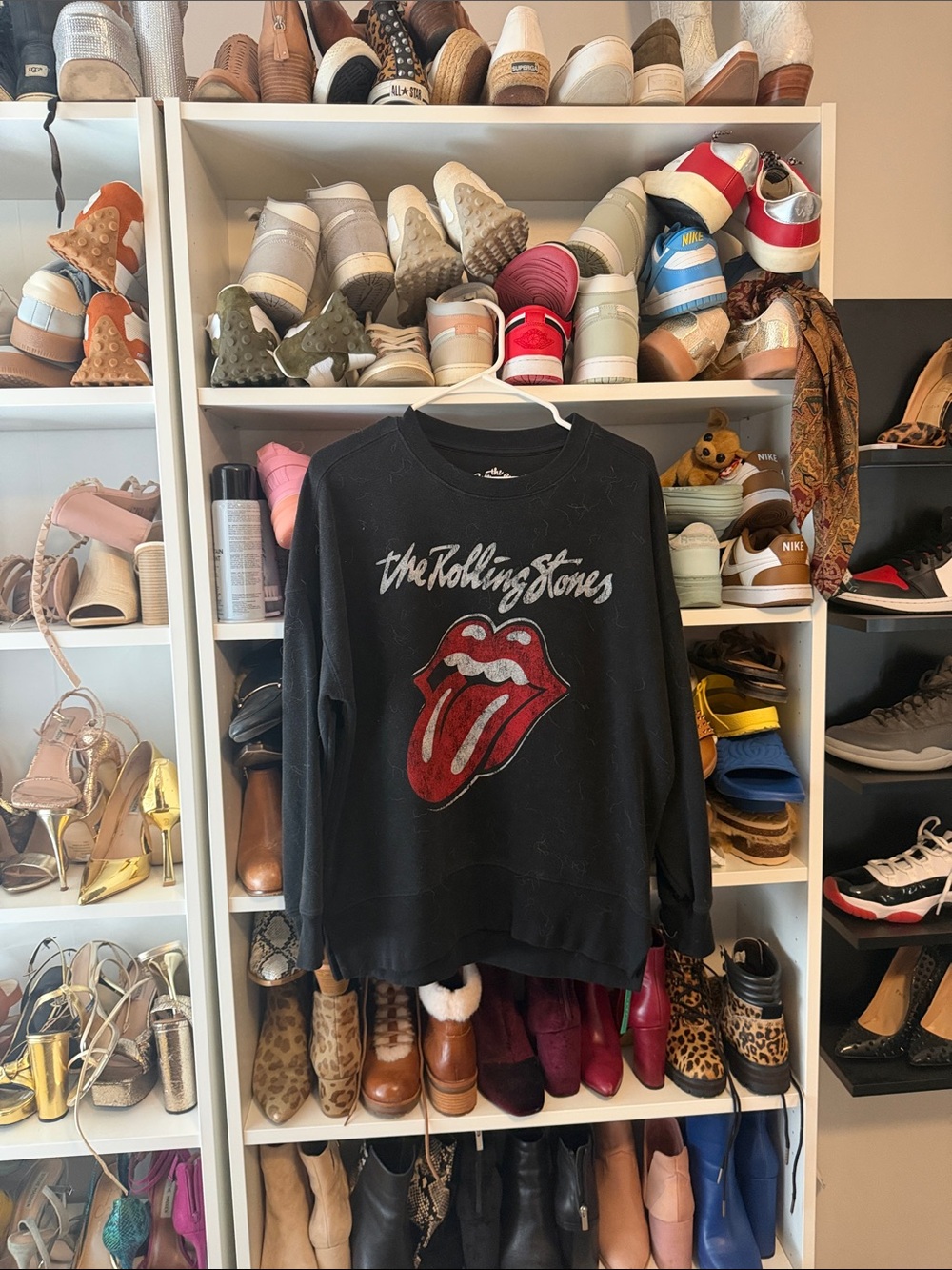 Vintage The Rolling Stones Black Crewneck Sweatshirt with Red Tongue Graphic